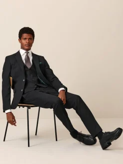 Black Slim Fit Textured Suit Jacket