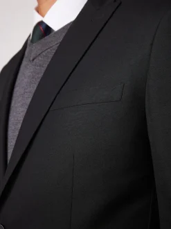 Black Slim Fit Two Button Suit Jacket
