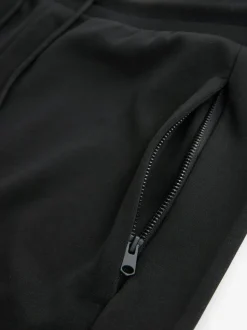 Black Slim Fit Zip Pocket Jersey Shorts