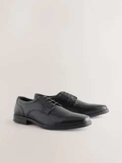 Black Slim Panel Leather Shoes