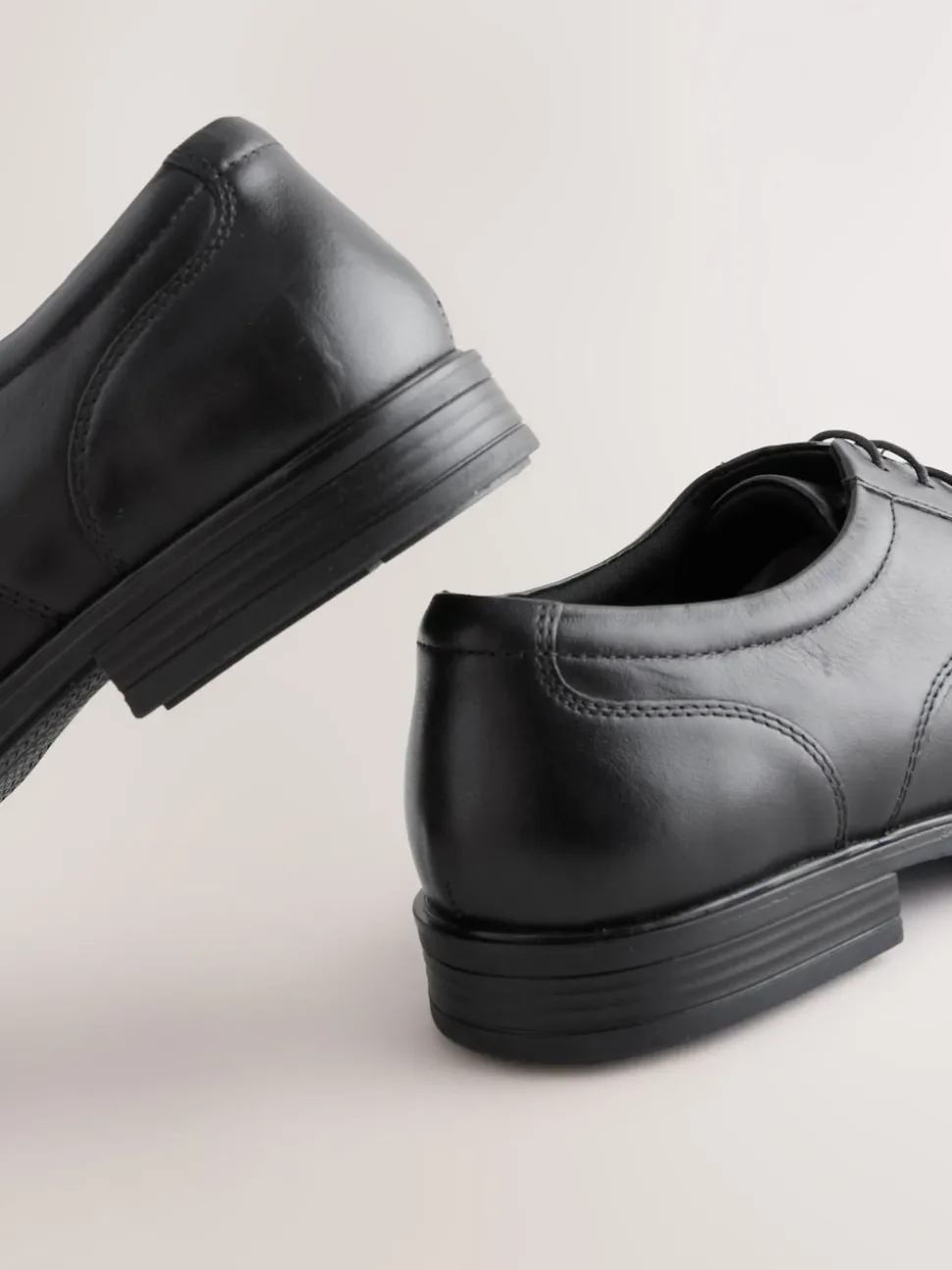 Black Slim Panel Leather Shoes