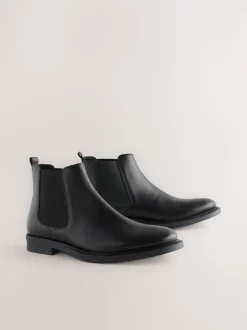 Black Smart Leather Chelsea Boots