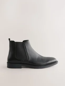 Black Smart Leather Chelsea Boots