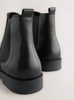 Black Smart Leather Chelsea Boots