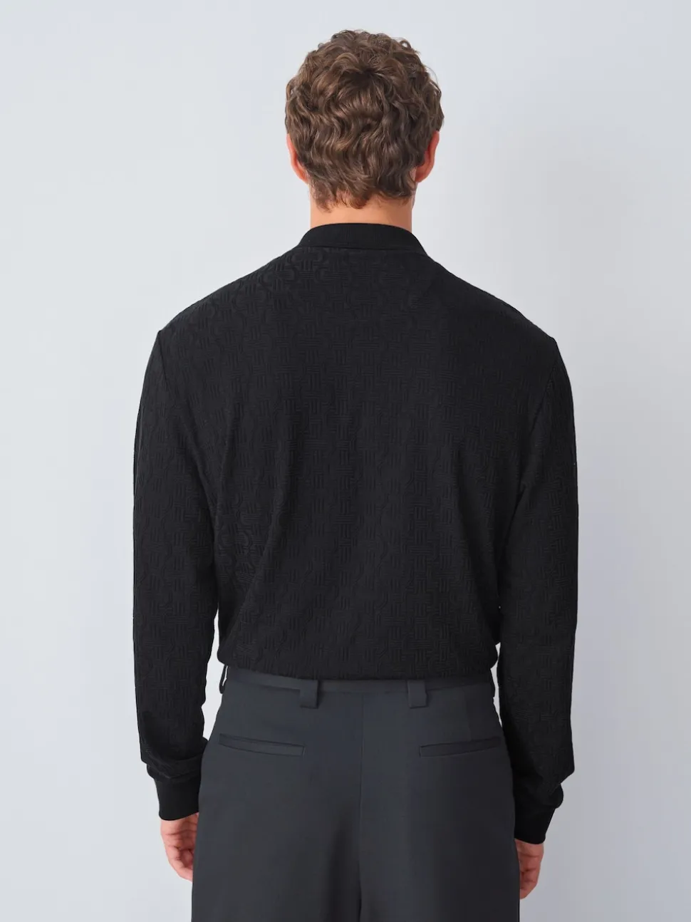 Black Smart Quarter Zip Polo Shirt