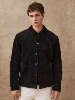 Black Smart Rich Cord Chore Jacket