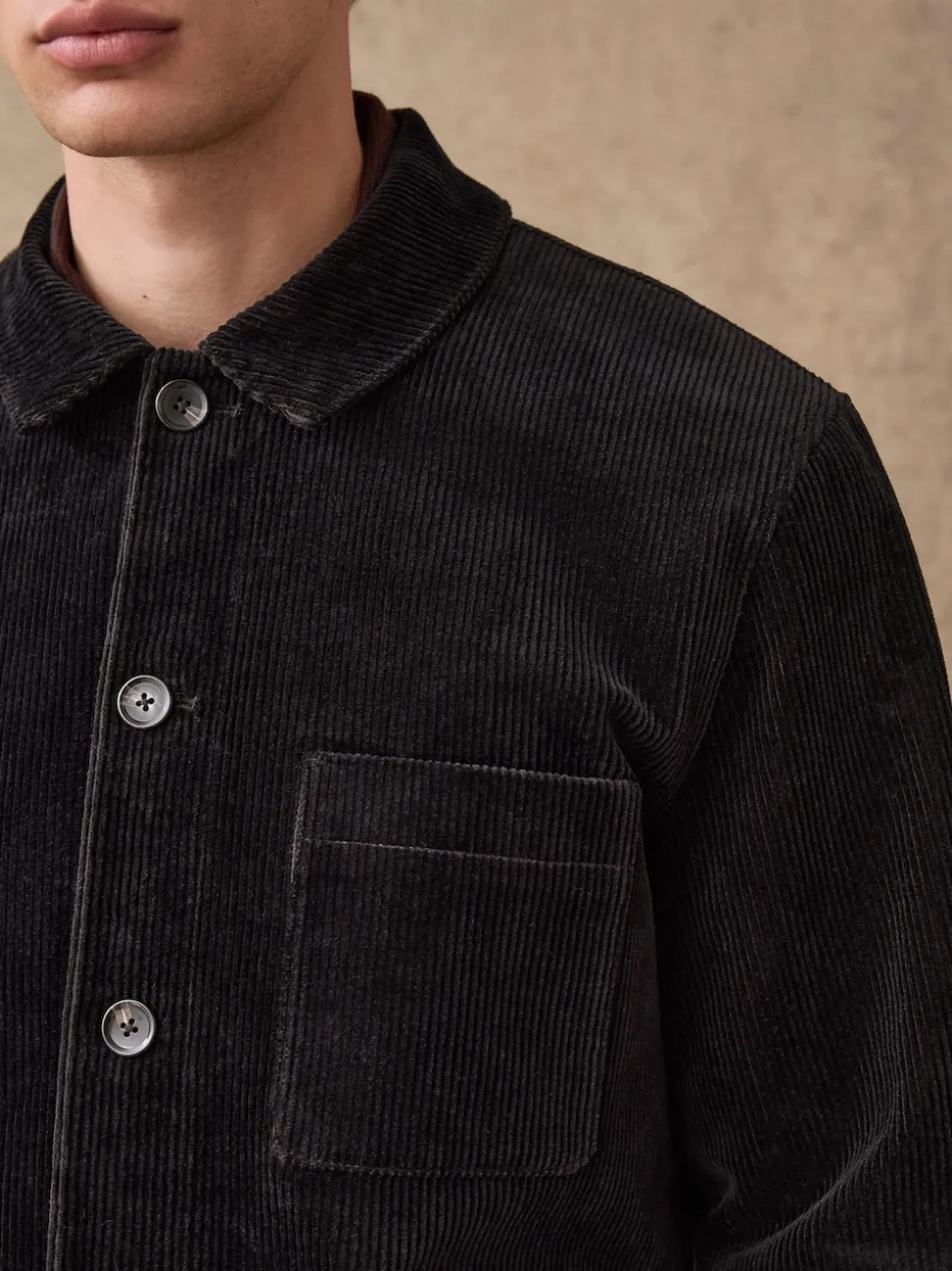 Black Smart Rich Cord Chore Jacket