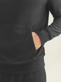 Black Soft Waffle Pyjamas Hoodie Set
