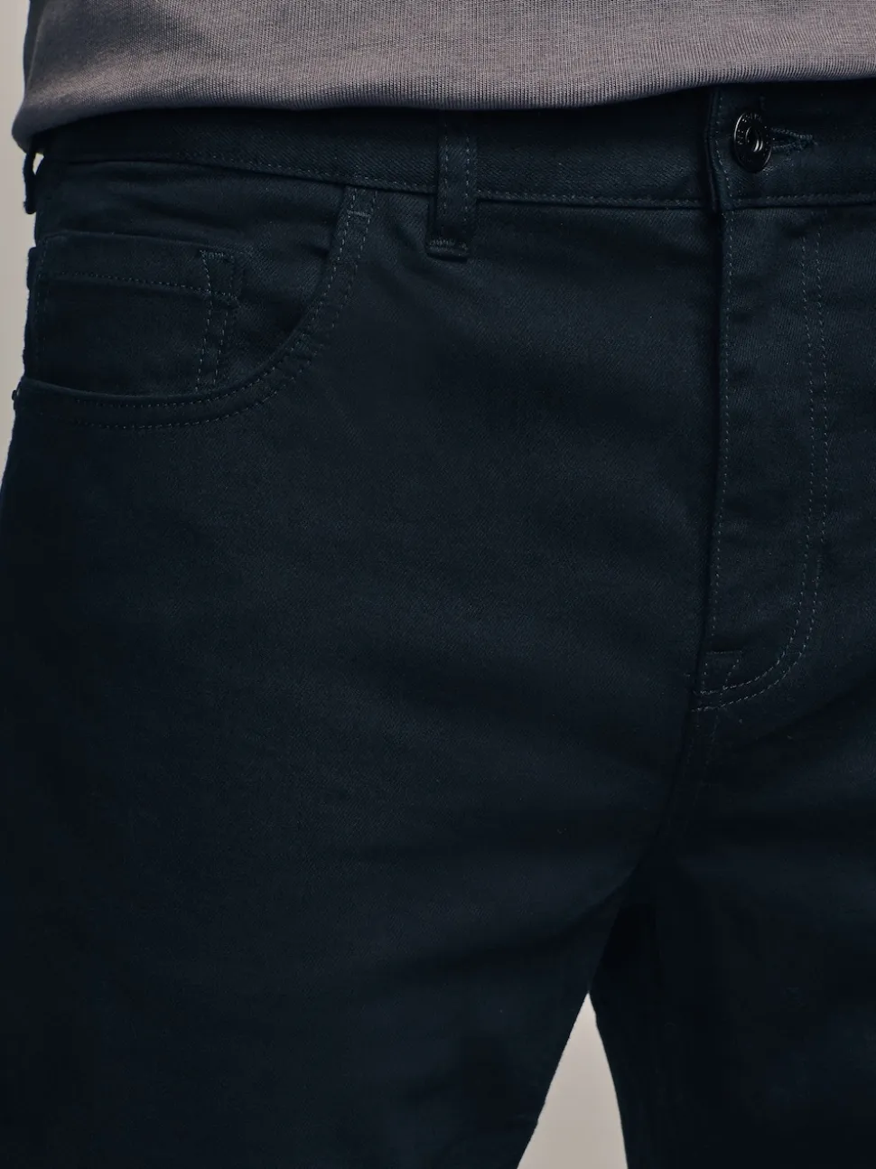 Black Solid Regular Tapered Fit Classic Stretch Jeans