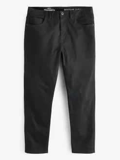 Black Solid Regular Tapered Fit Classic Stretch Jeans