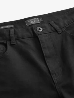 Black Solid Single Straight Fit Classic Stretch Jeans