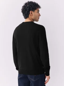 Black Stag Logo Regular Fit Cotton Rich Crew Neck Jumper