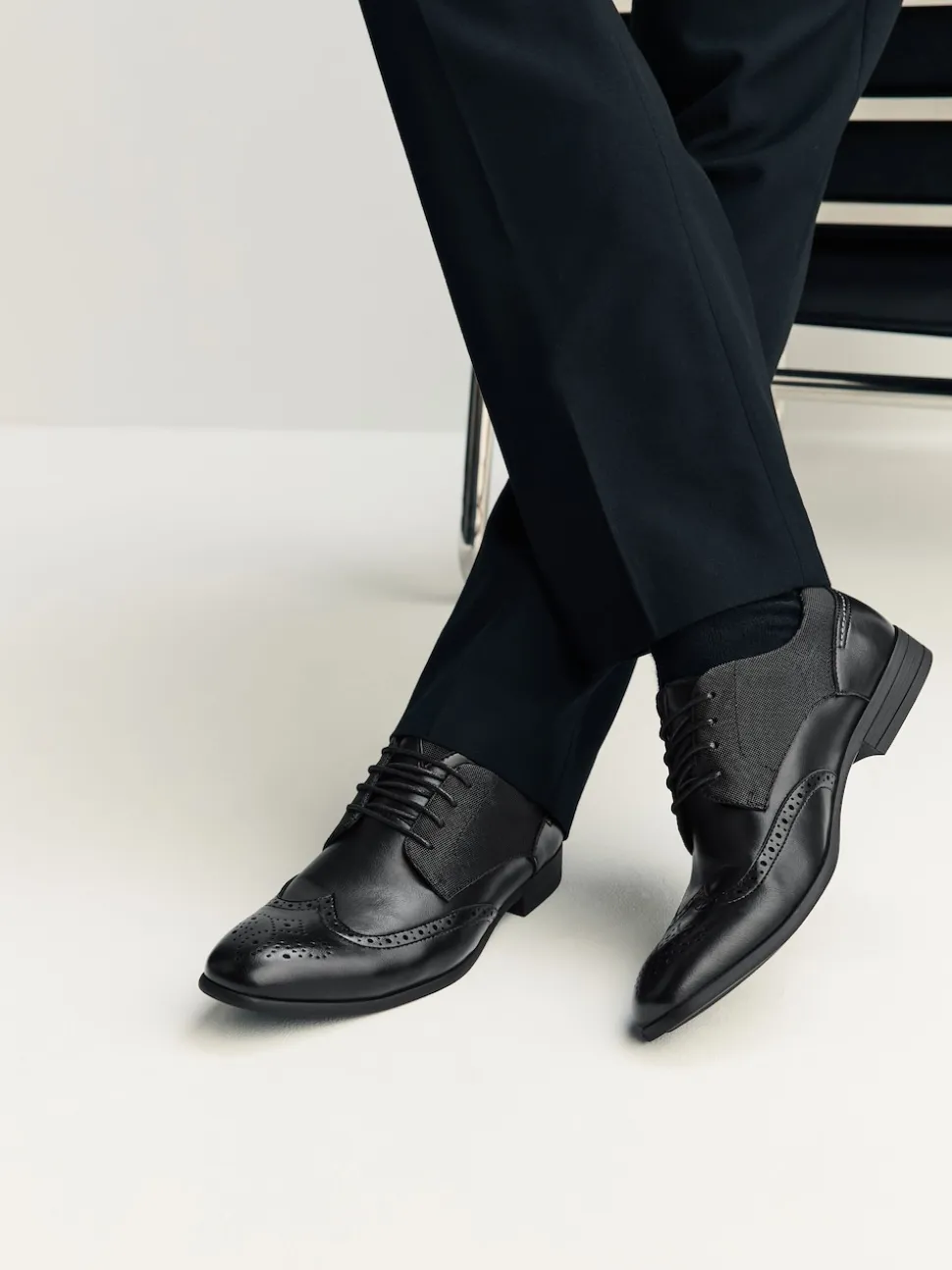 Black Standard Fit Brogue Shoes