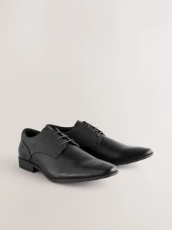 Black Standard Fit Derby Lace-Up Shoes