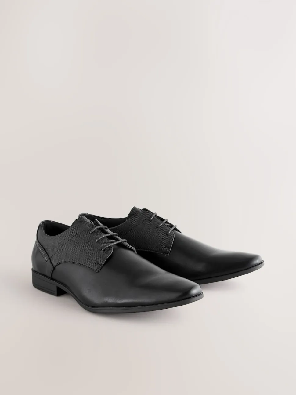 Black Standard Fit Derby Lace-Up Shoes
