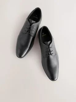 Black Standard Fit Derby Lace-Up Shoes