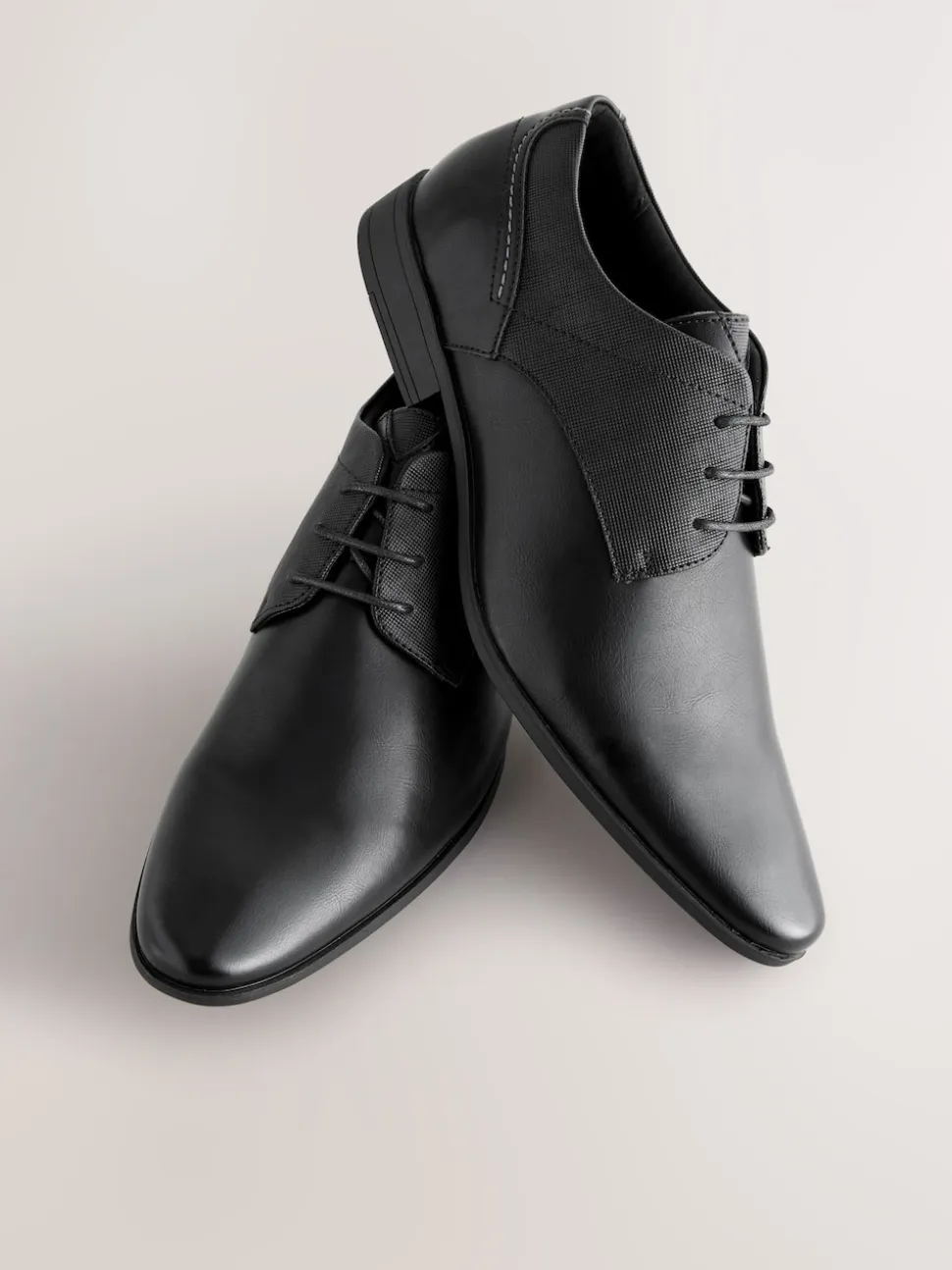 Black Standard Fit Derby Lace-Up Shoes