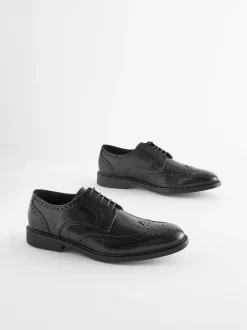 Black Standard Fit Leather Derby Brogues