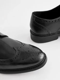 Black Standard Fit Leather Derby Brogues