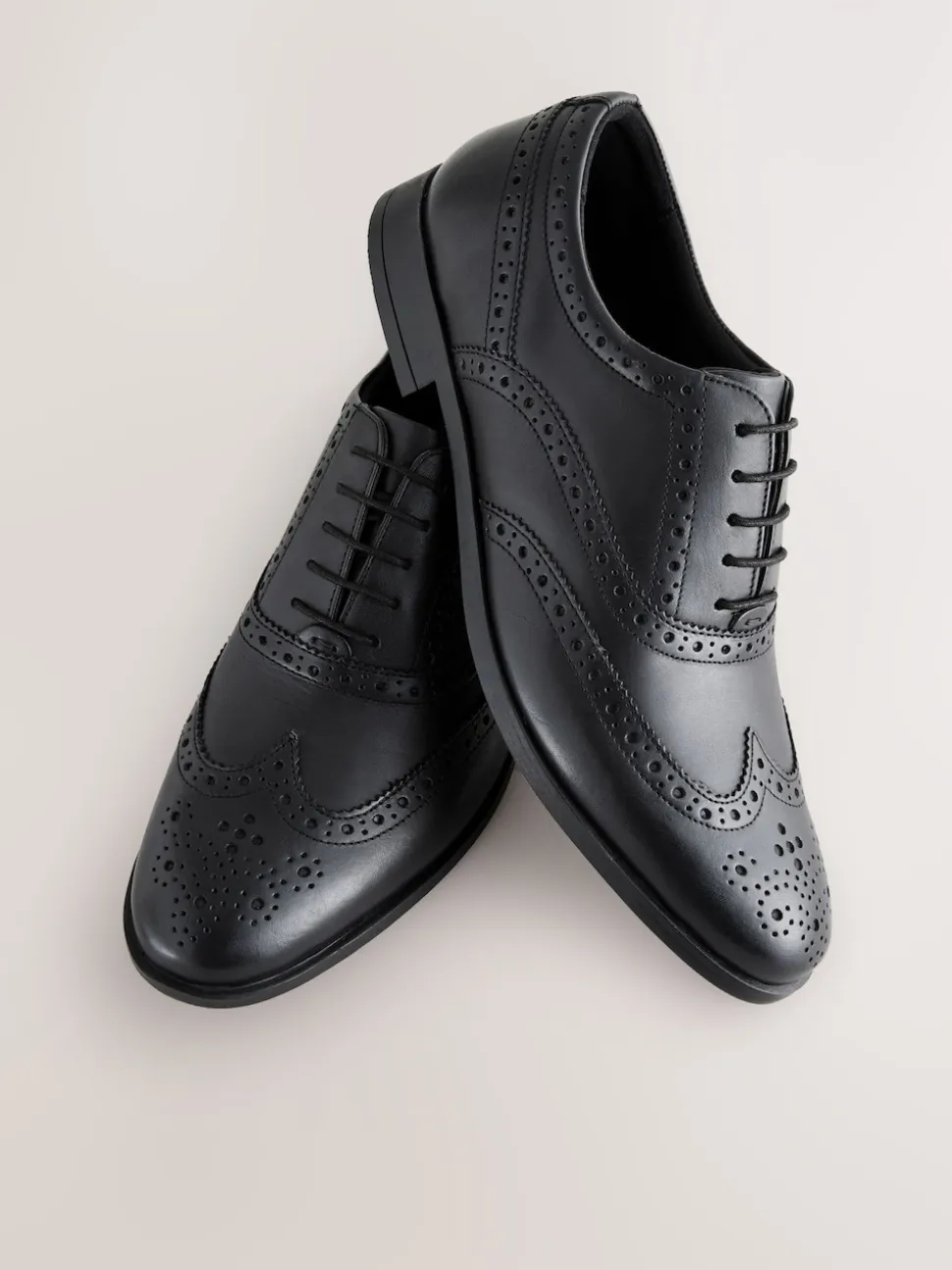 Black Standard Fit Leather Oxford Brogue Shoes