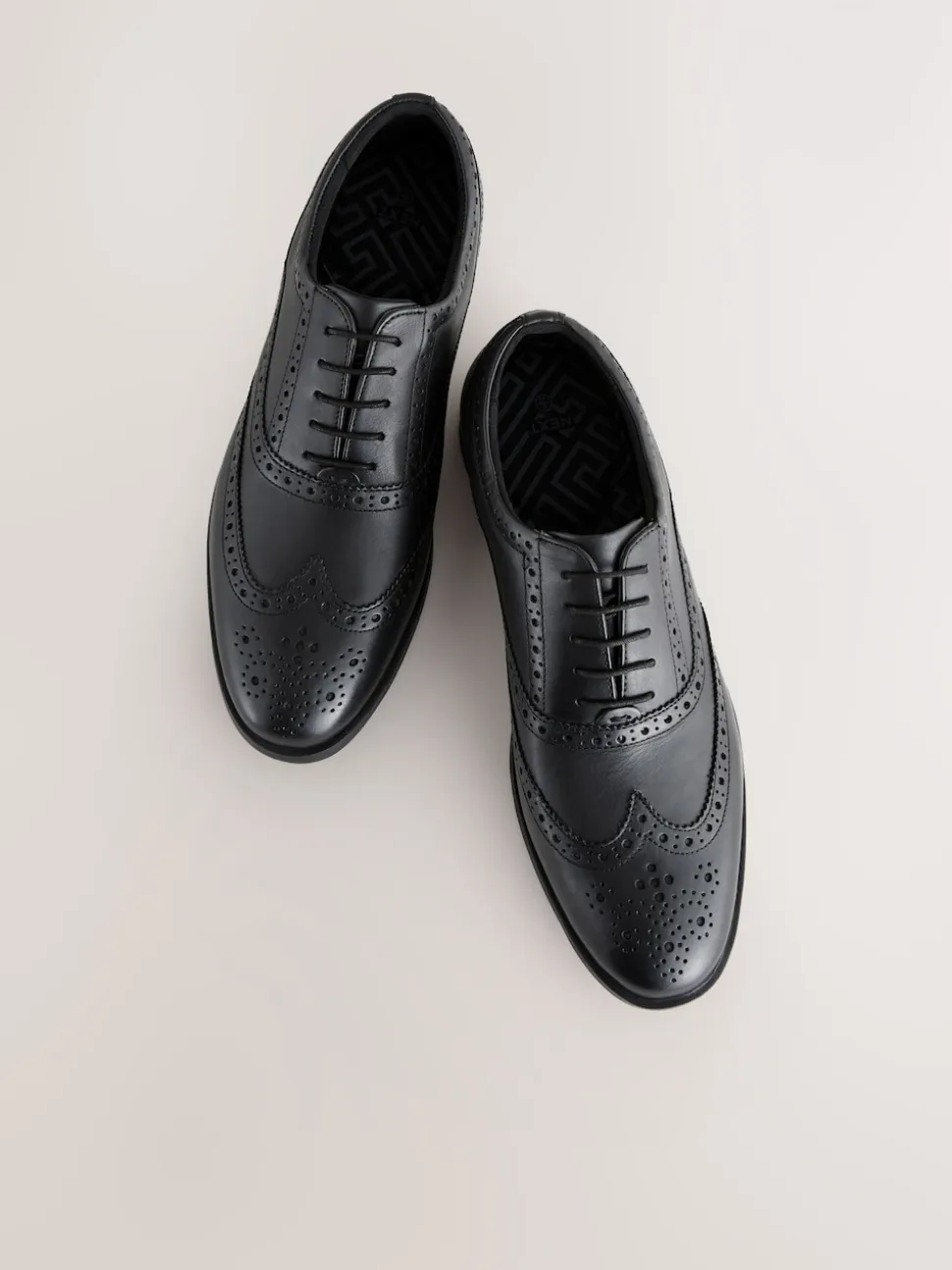 Black Standard Fit Leather Oxford Brogue Shoes