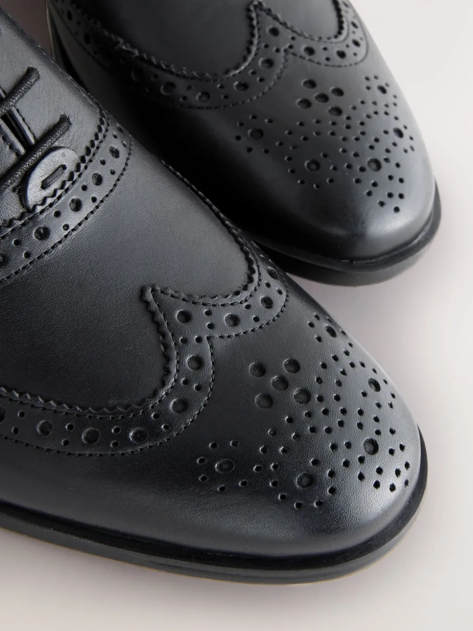 Black Standard Fit Leather Oxford Brogue Shoes