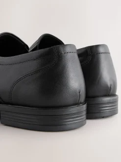Black Standard Fit Leather Panel Slip On Shoes