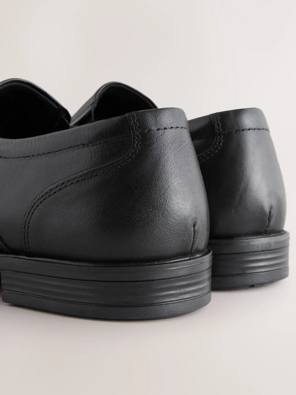 Black Standard Fit Leather Panel Slip On Shoes