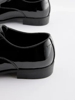 Black Standard Fit Patent Oxford Toe Cap Shoes