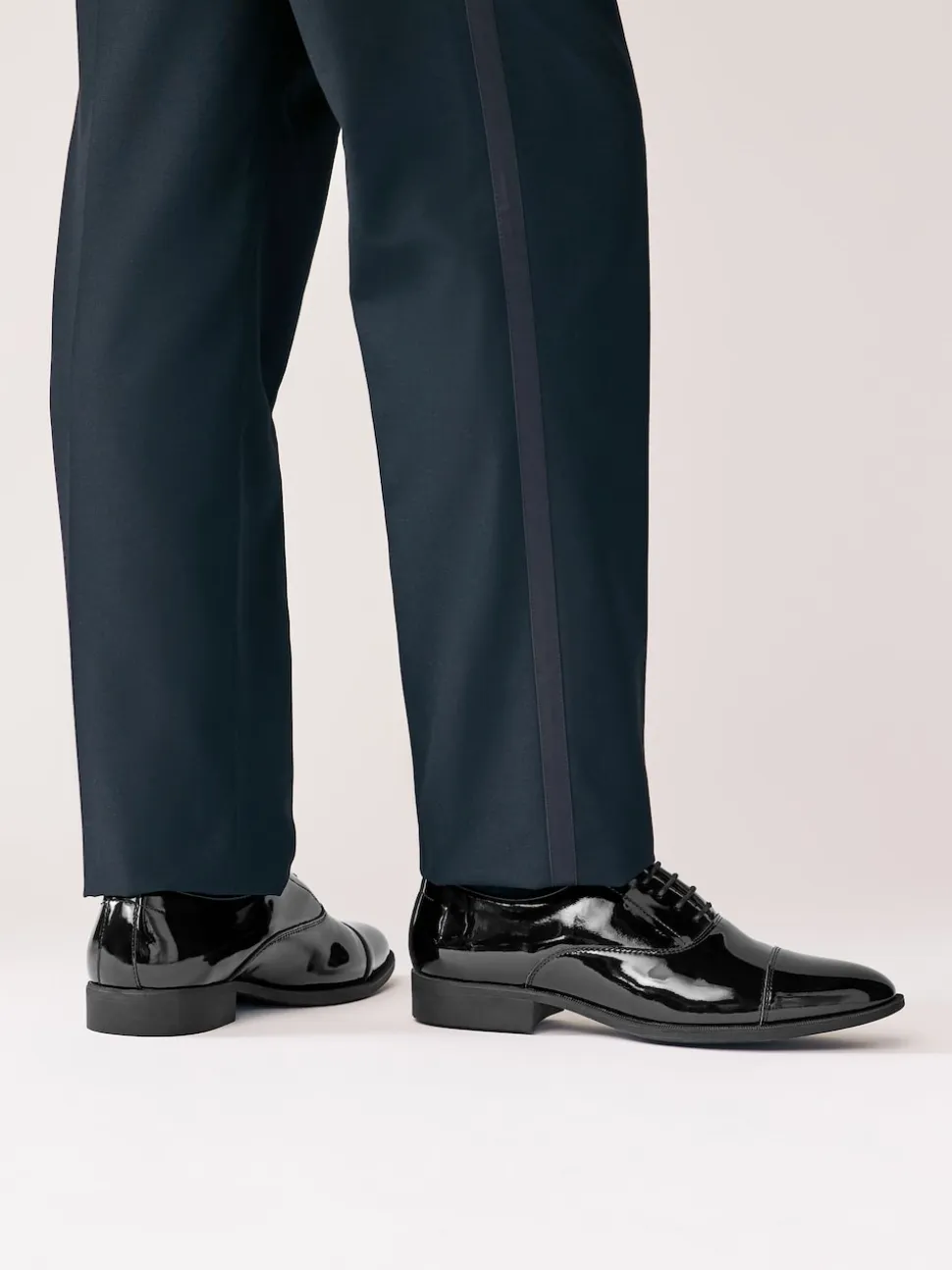 Black Standard Fit Patent Oxford Toe Cap Shoes