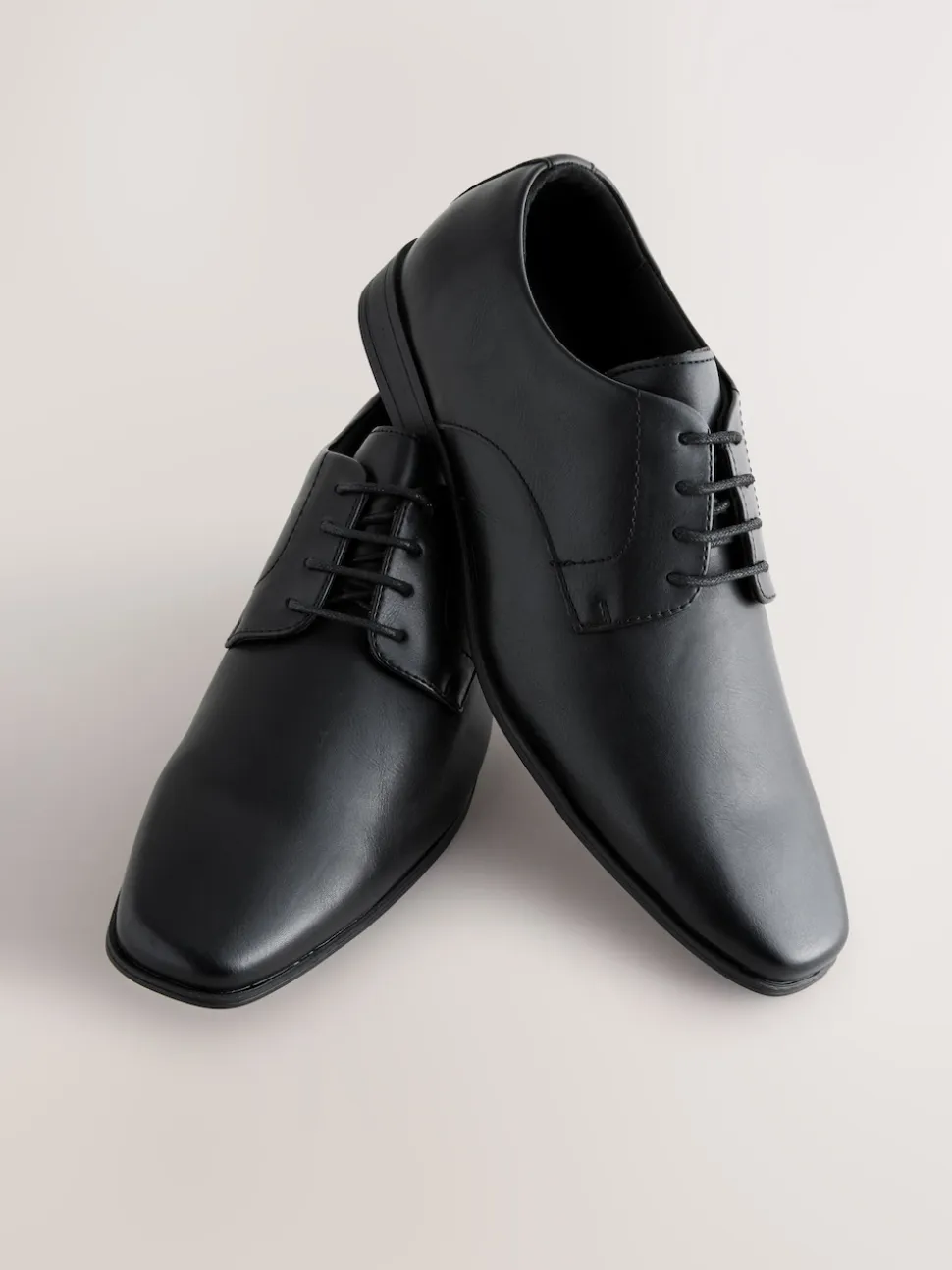 Black Standard Fit Slim Square Derby Shoes