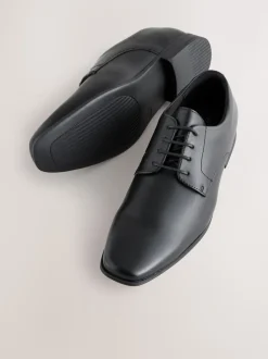 Black Standard Fit Slim Square Derby Shoes