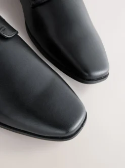 Black Standard Fit Slim Square Derby Shoes