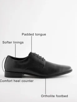 Black Standard Fit Slim Square Derby Shoes