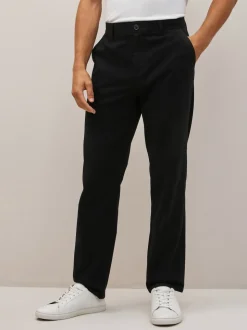 Black Straight Fit 100% Cotton Chino Trousers