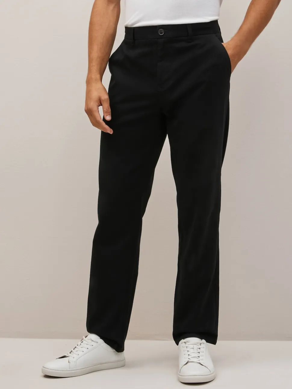 Black Straight Fit 100% Cotton Chino Trousers