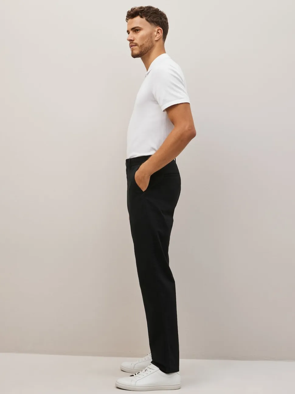 Black Straight Fit 100% Cotton Chino Trousers