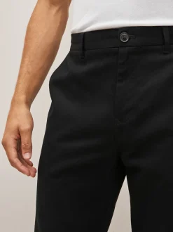 Black Straight Fit 100% Cotton Chino Trousers