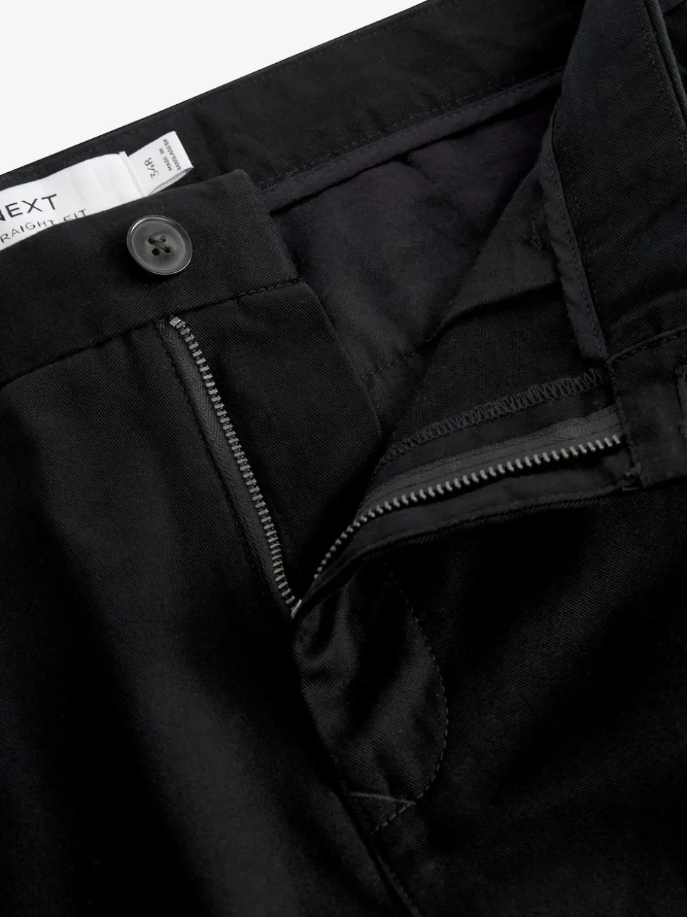 Black Straight Fit 100% Cotton Chino Trousers