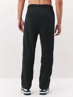 Black Straight Fit Brushback Heavyweight Joggers