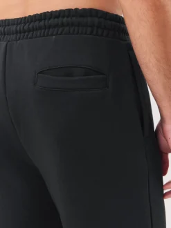 Black Straight Fit Brushback Heavyweight Joggers
