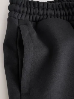 Black Straight Fit Brushback Heavyweight Joggers