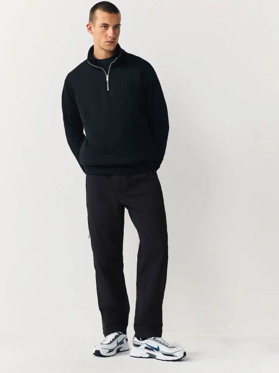 Black Straight Fit Cargo Trousers