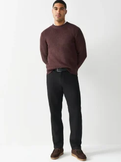 Black Straight Fit Motionflex Chinos Trousers With Belt