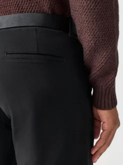 Black Straight Fit Motionflex Chinos Trousers With Belt