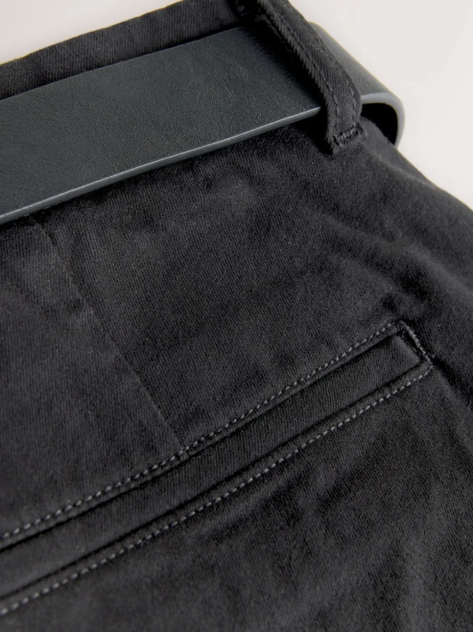 Black Straight Fit Motionflex Chinos Trousers With Belt