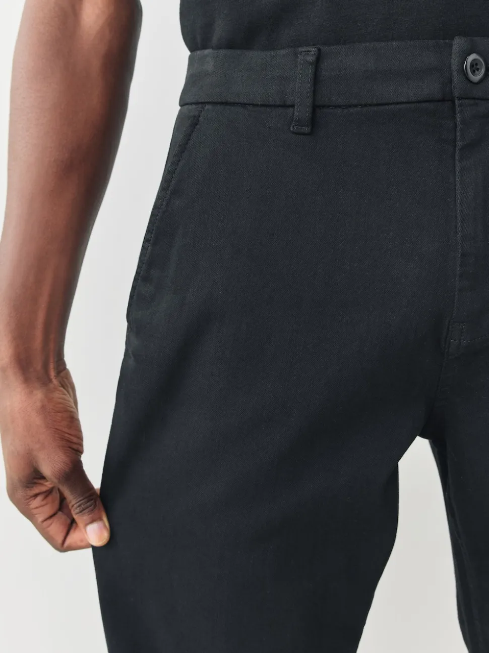 Black Straight Fit Motionflex Chino Trousers
