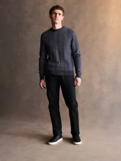 Black Straight Fit Signature Belted Jeans
