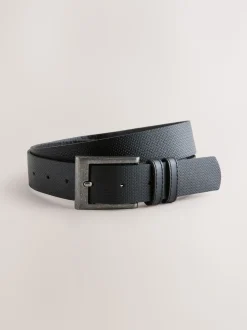 Black Straight Fit Signature Belted Jeans