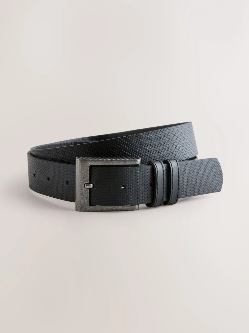 Black Straight Fit Signature Belted Jeans